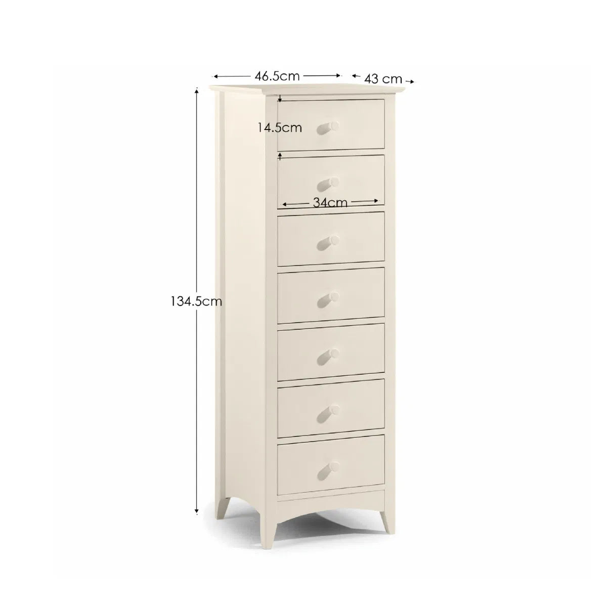 Cameo 7 Drawer Narrow Chest