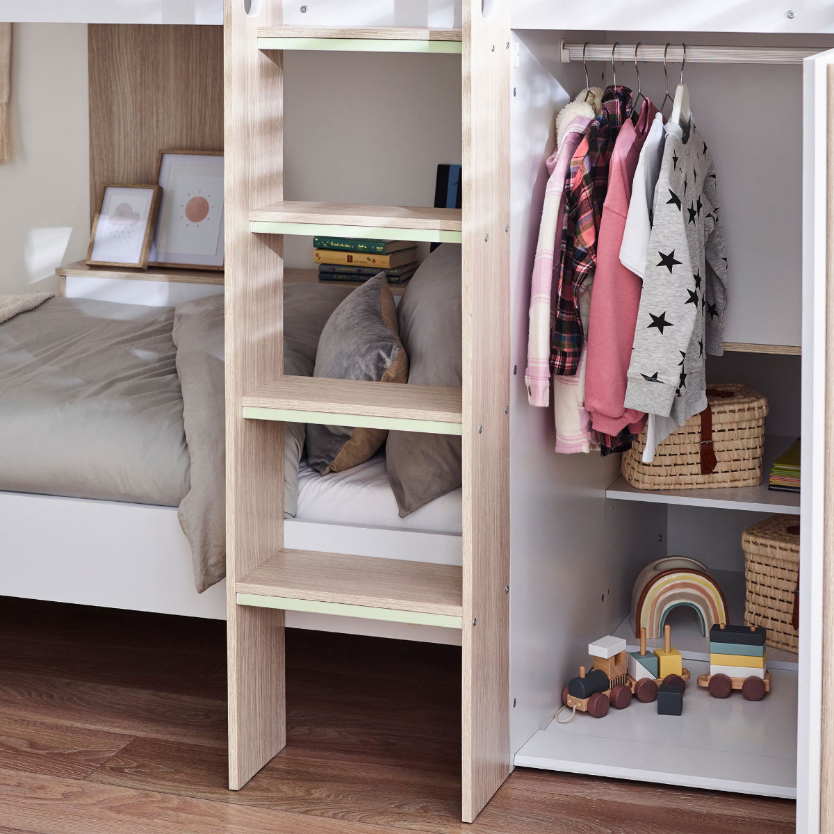 Horizon Bunk Bed - Pale Wood And White