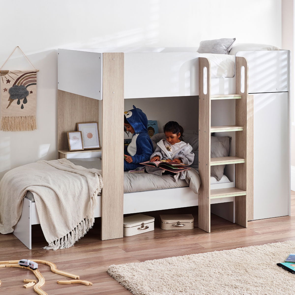 Horizon Bunk Bed - Pale Wood And White
