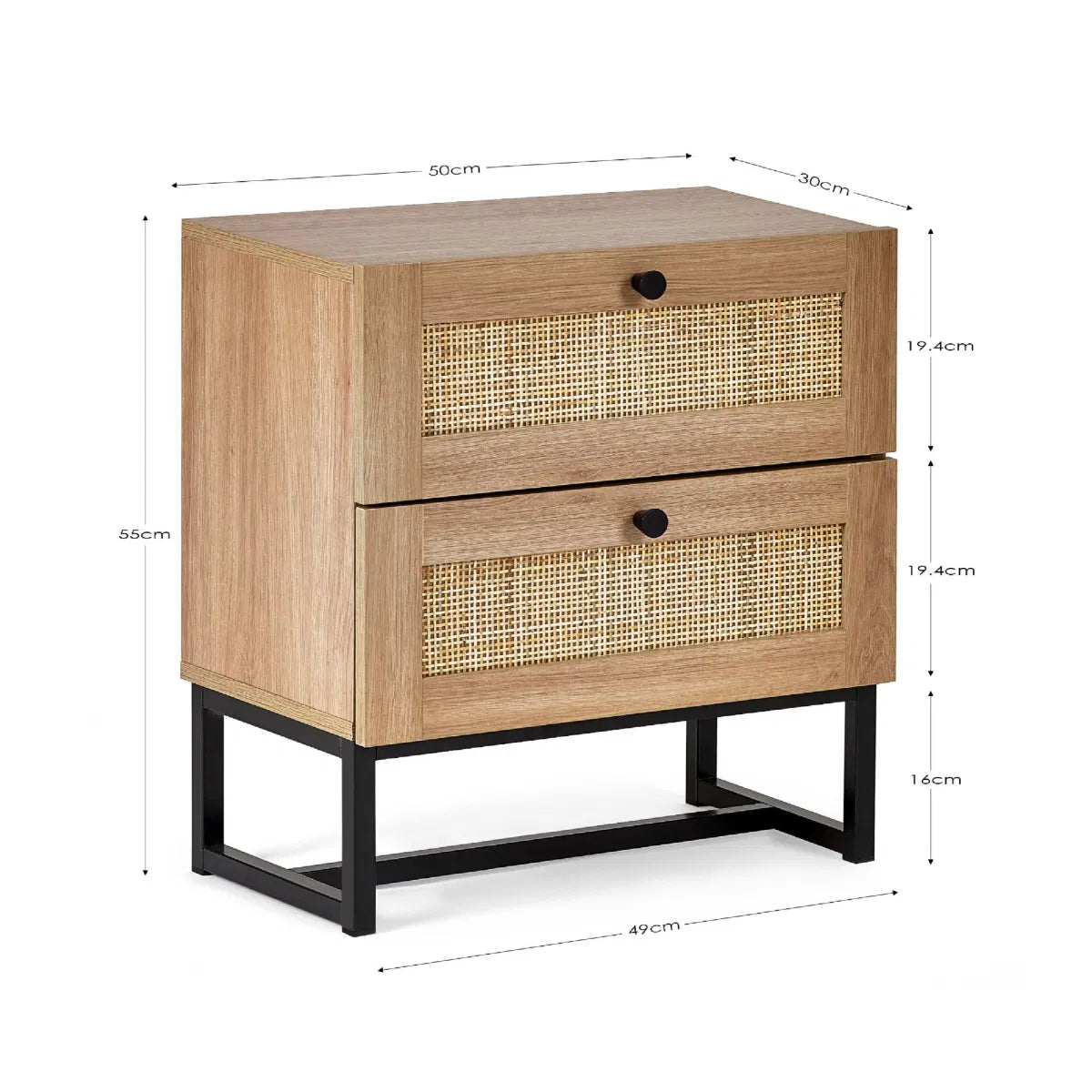 Padstow 2 Drawer Bedside