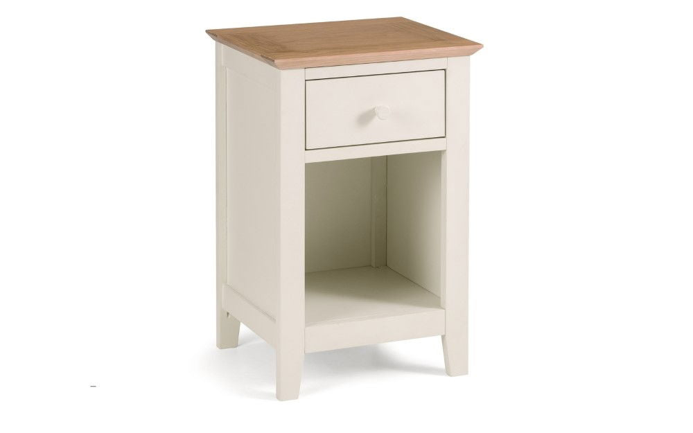 Salerno Shaker Ivory/ Oak 1 Drawer Bedside